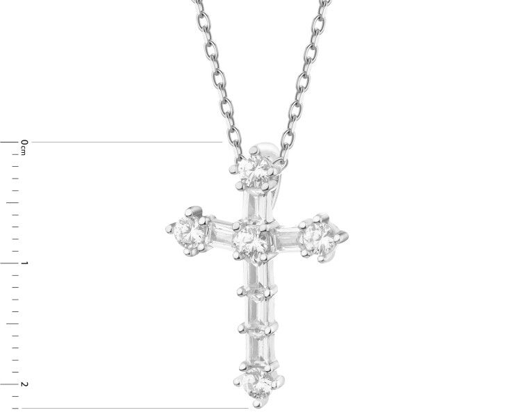 Rhodium Plated Silver Pendant with Cubic Zirconia