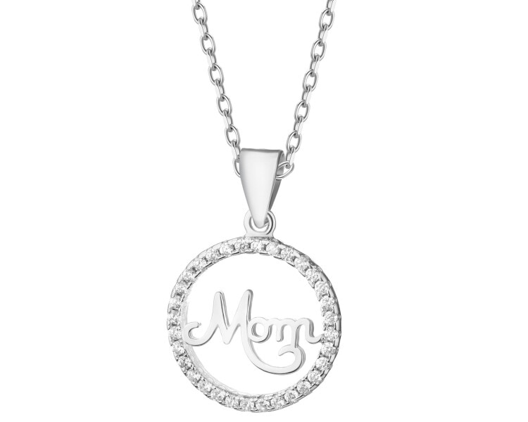 Rhodium Plated Silver Pendant with Cubic Zirconia