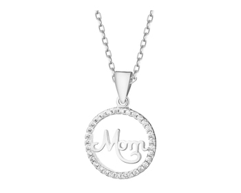 Rhodium Plated Silver Pendant with Cubic Zirconia