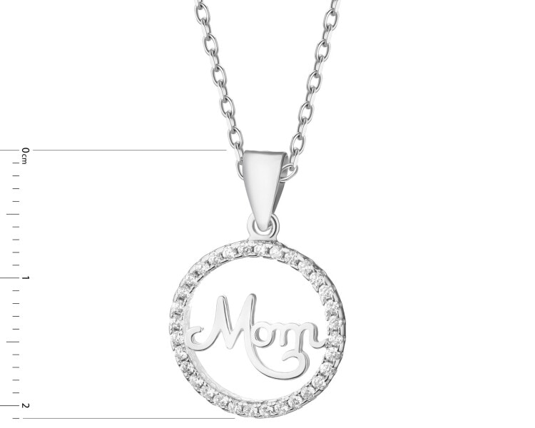 Rhodium Plated Silver Pendant with Cubic Zirconia