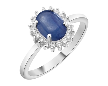 Rhodium Plated Silver Ring with Kyanite