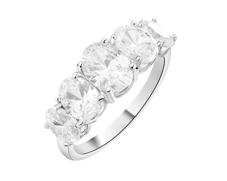 Rhodium Plated Silver Ring with Cubic Zirconia