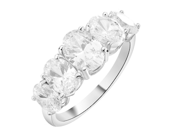 Rhodium Plated Silver Ring with Cubic Zirconia