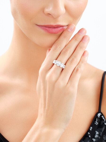 Rhodium Plated Silver Ring with Cubic Zirconia