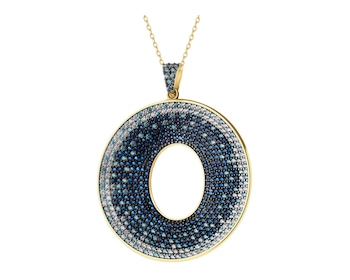 8 K Rhodium-Plated Yellow Gold Pendant with Cubic Zirconia