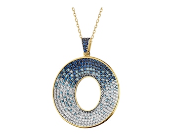 8 K Rhodium-Plated Yellow Gold Pendant with Cubic Zirconia