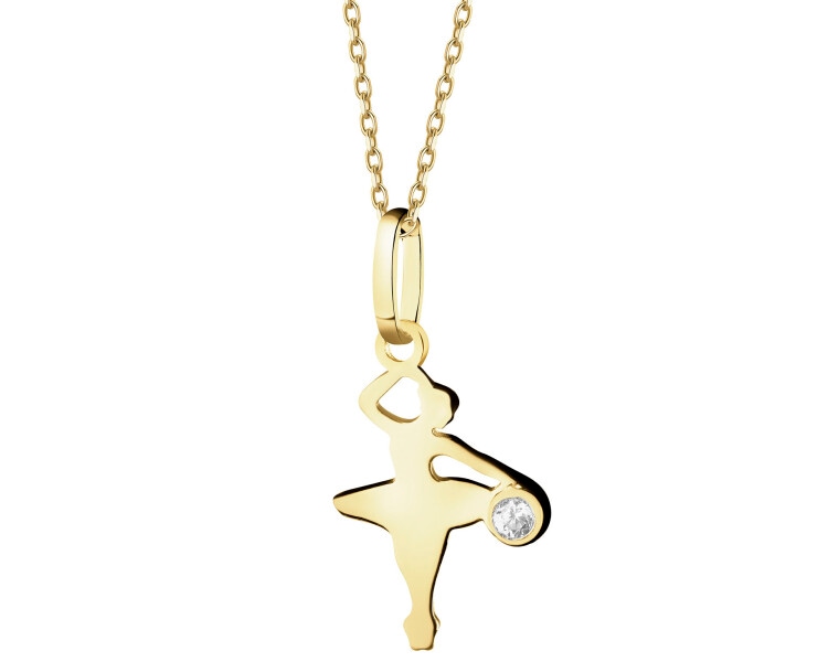 8 K Yellow Gold Pendant with Cubic Zirconia