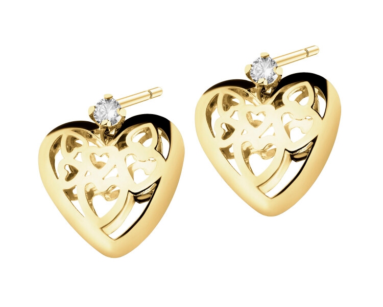 8 K Yellow Gold Earrings with Cubic Zirconia