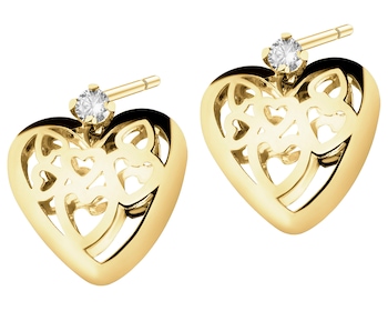 8 K Yellow Gold Earrings with Cubic Zirconia