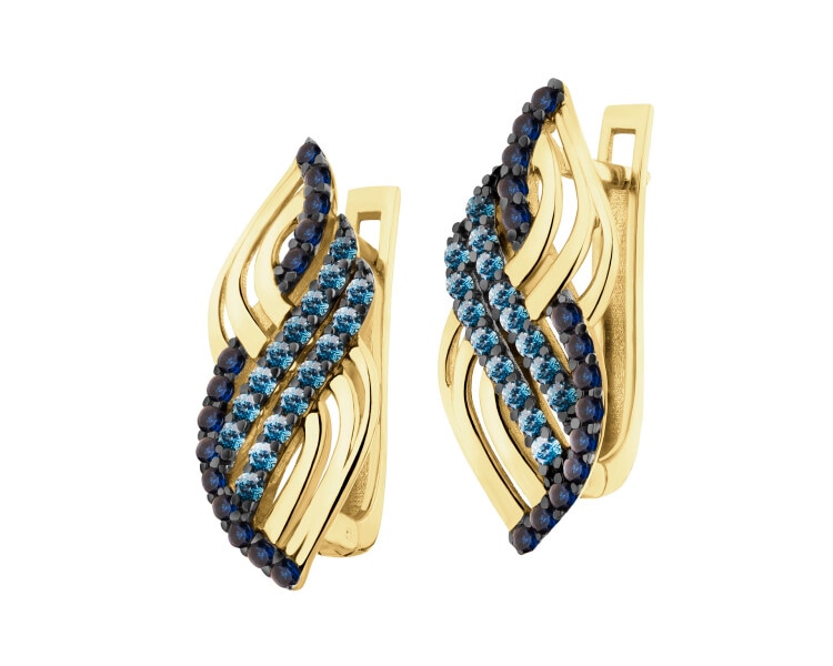 333 Yellow Gold/Black Rhodium Earrings with Cubic Zirconia