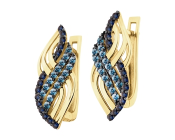 333 Yellow Gold/Black Rhodium Earrings with Cubic Zirconia