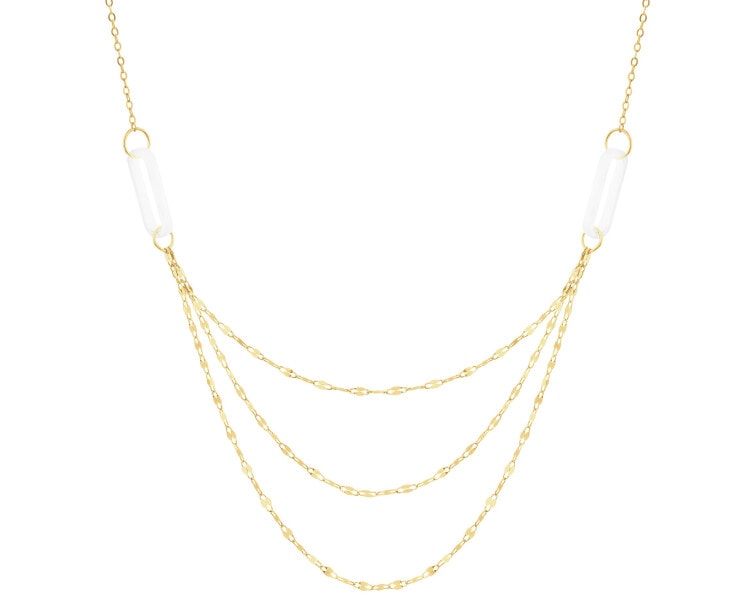 9 K Yellow Gold Necklace with Mother Of Pearl