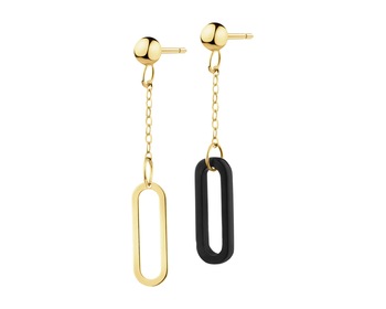 9 K Yellow Gold Dangling Earring with Agate