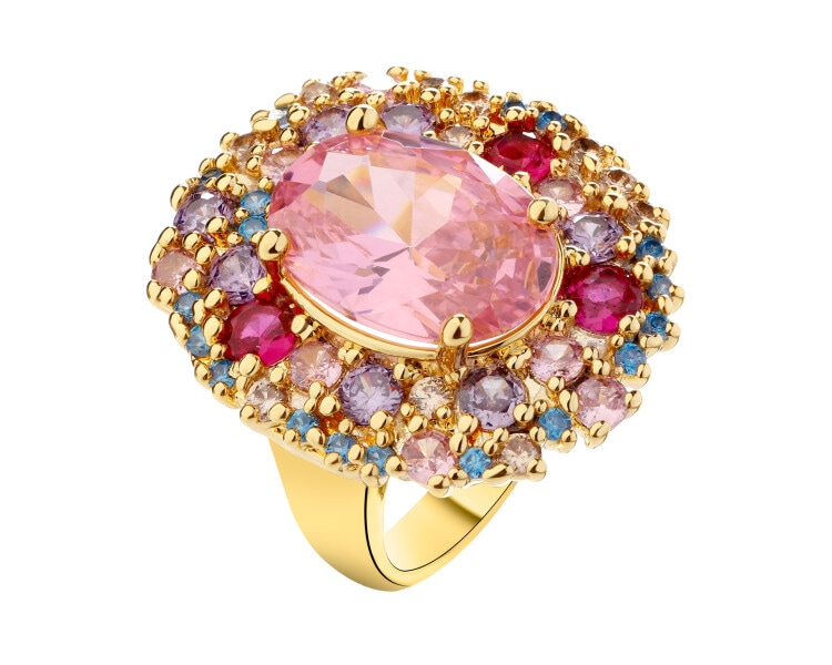 Gold-Plated Brass Ring with Cubic Zirconia