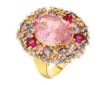 Gold-Plated Brass Ring with Cubic Zirconia