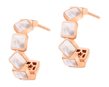 Gold-Plated Brass, Gold-Plated Silver Earrings with Mother Of Pearl