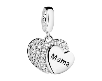 Rhodium Plated Silver Pendant with Cubic Zirconia