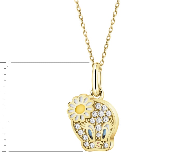 Silver pendant with zirconia and enamel - Looney Tunes, Tweety, Warner Bros. Discovery