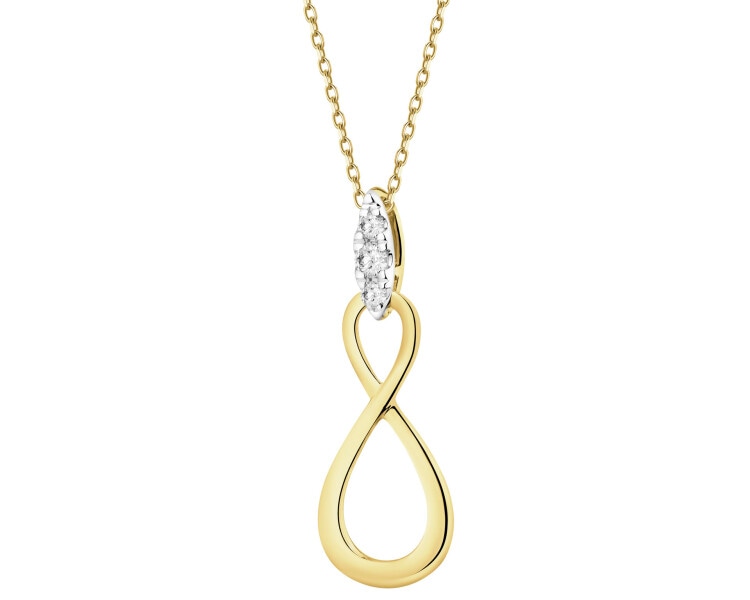 14 K Rhodium-Plated Yellow Gold Pendant with Diamonds - 0,05 ct - fineness 14 K