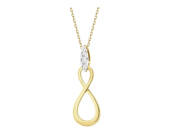 14 K Rhodium-Plated Yellow Gold Pendant with Diamonds - 0,05 ct - fineness 14 K