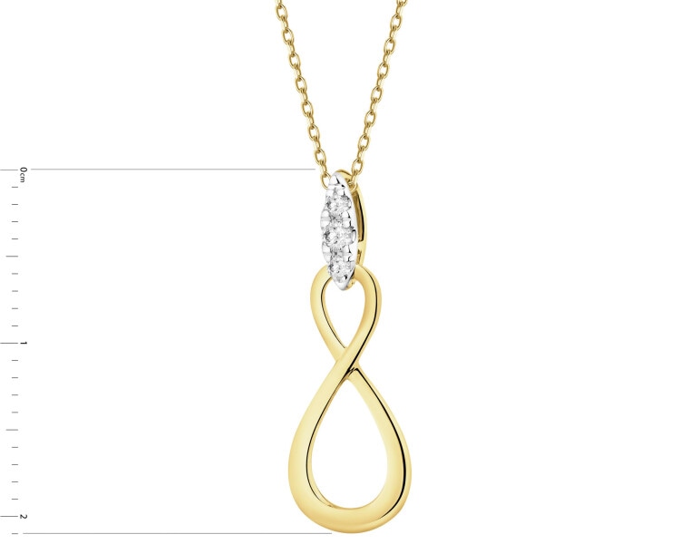 14 K Rhodium-Plated Yellow Gold Pendant with Diamonds - 0,05 ct - fineness 14 K