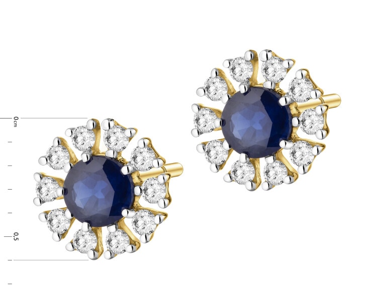 14 K Rhodium-Plated Yellow Gold Earrings  - fineness 14 K