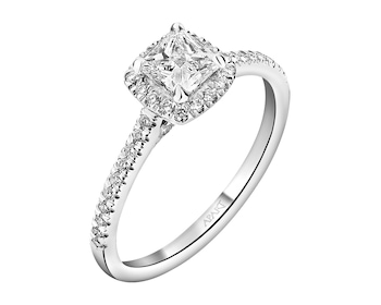 18 K Rhodium-Plated White Gold Ring  - 1,00 ct - fineness 18 K