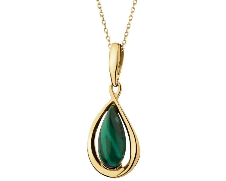 Gold-Plated Silver Pendant with Synthetic Malachite