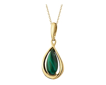 Gold-Plated Silver Pendant with Synthetic Malachite