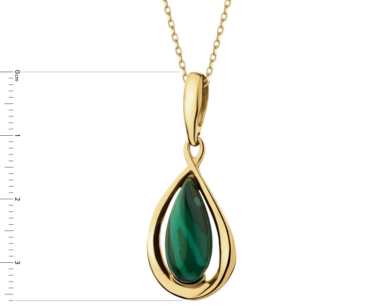 Gold-Plated Silver Pendant with Synthetic Malachite