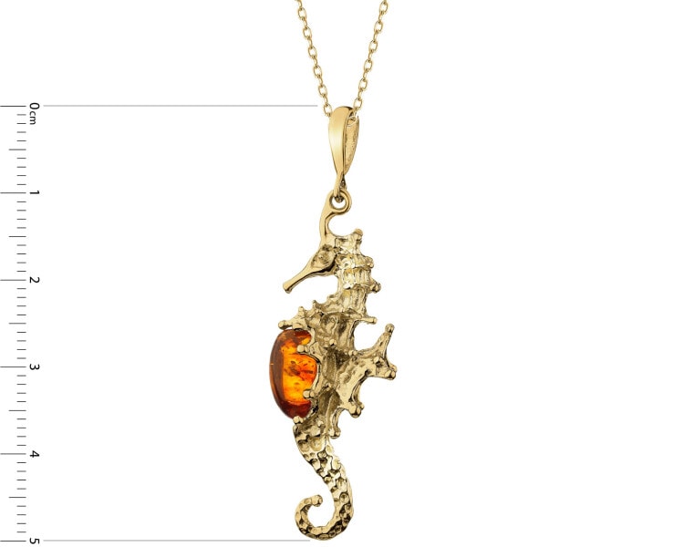 Gold-Plated Silver Pendant with Amber