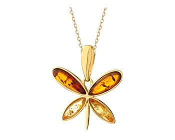 Gold-Plated Silver Pendant with Amber