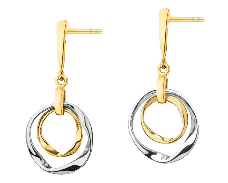 Rhodium-Plated Silver, Gold-Plated Silver Dangling Earring 