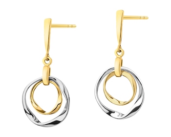 Rhodium-Plated Silver, Gold-Plated Silver Dangling Earring 