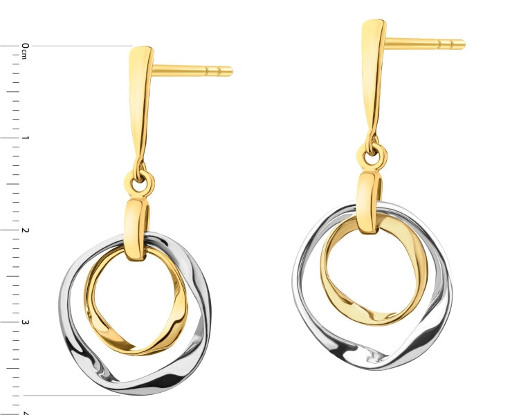 Rhodium-Plated Silver, Gold-Plated Silver Dangling Earring 