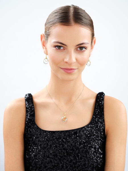 Rhodium-Plated Silver, Gold-Plated Silver Dangling Earring 