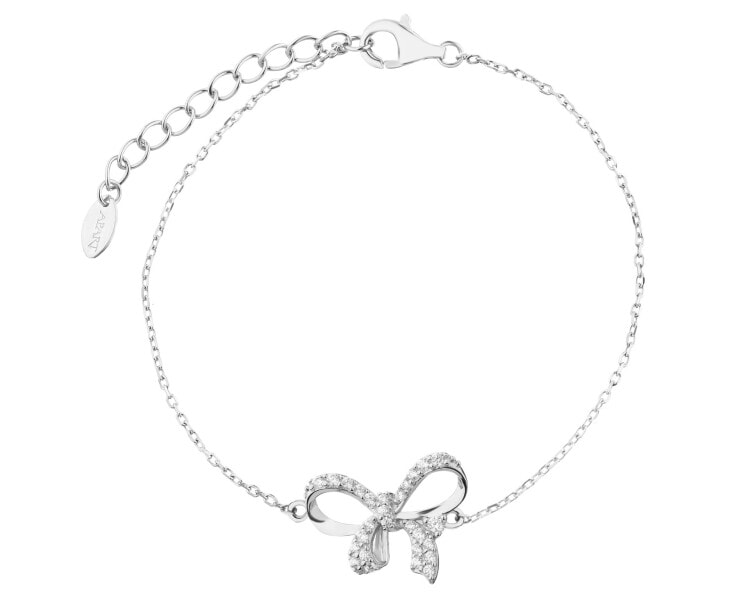 Rhodium Plated Silver Bracelet with Cubic Zirconia