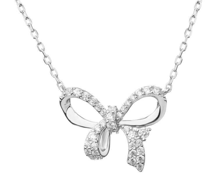 Rhodium Plated Silver Necklace with Cubic Zirconia