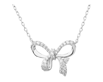 Rhodium Plated Silver Necklace with Cubic Zirconia