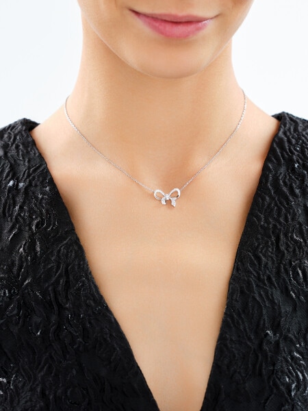 Rhodium Plated Silver Necklace with Cubic Zirconia