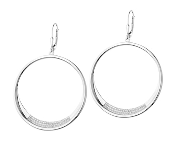 Rhodium Plated Silver Dangling Earring with Cubic Zirconia