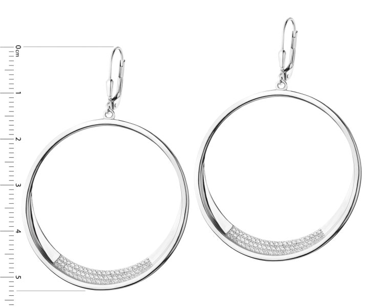 Rhodium Plated Silver Dangling Earring with Cubic Zirconia