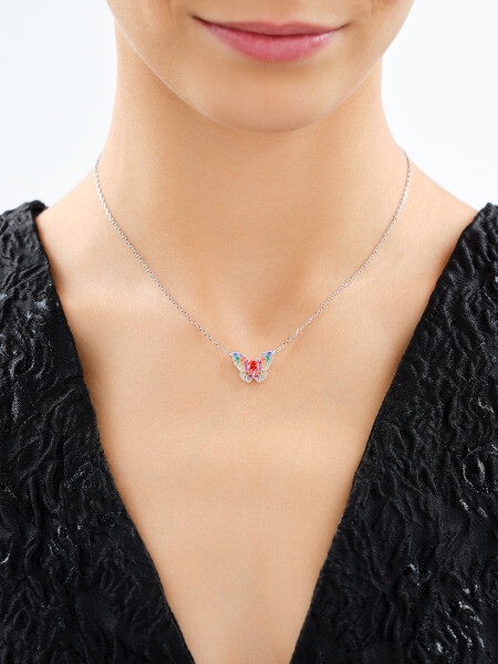 Rhodium Plated Silver Necklace with Cubic Zirconia