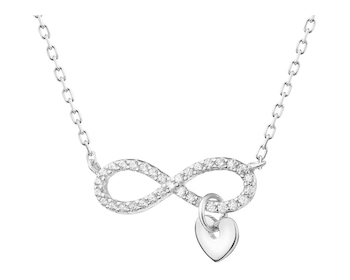 Rhodium Plated Silver Necklace with Cubic Zirconia