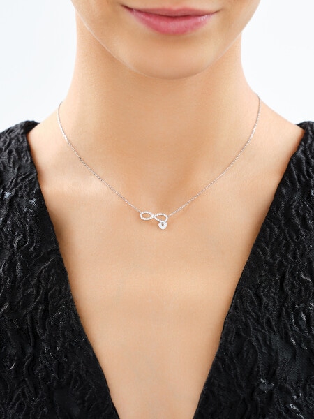 Rhodium Plated Silver Necklace with Cubic Zirconia