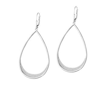 Rhodium Plated Silver Dangling Earring with Cubic Zirconia