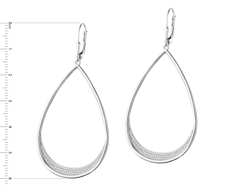 Rhodium Plated Silver Dangling Earring with Cubic Zirconia