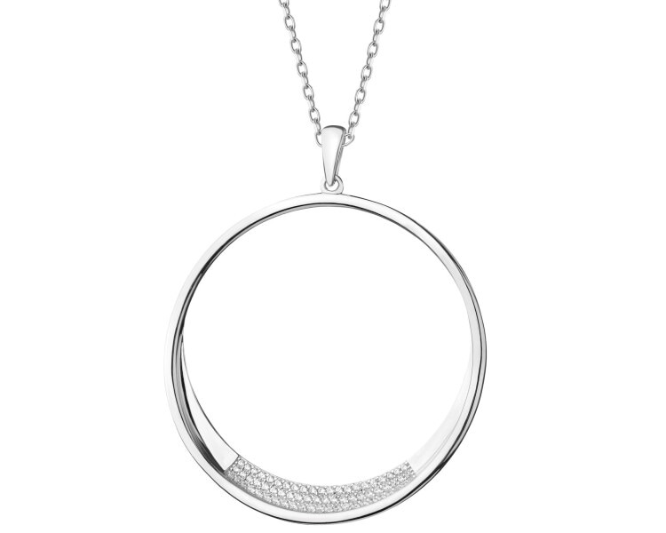 Rhodium Plated Silver Pendant with Cubic Zirconia