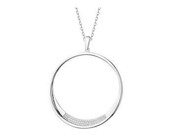 Rhodium Plated Silver Pendant with Cubic Zirconia