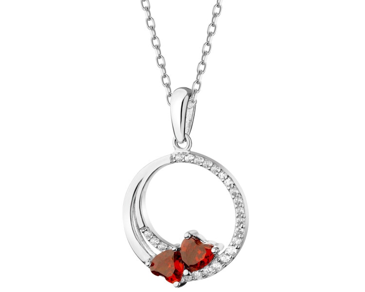 Rhodium Plated Silver Pendant with Cubic Zirconia